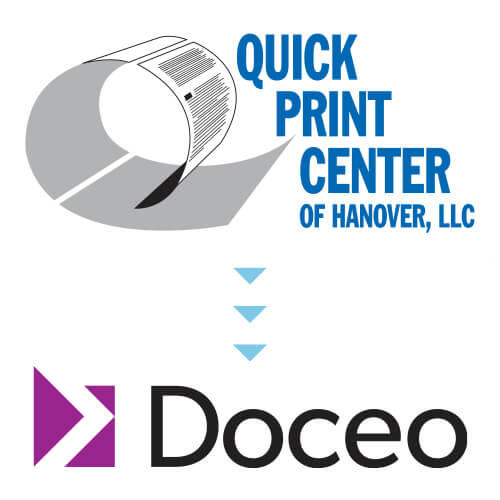 Text stating "Quick Print Center of Hanover, LLC" with the Doceo logo