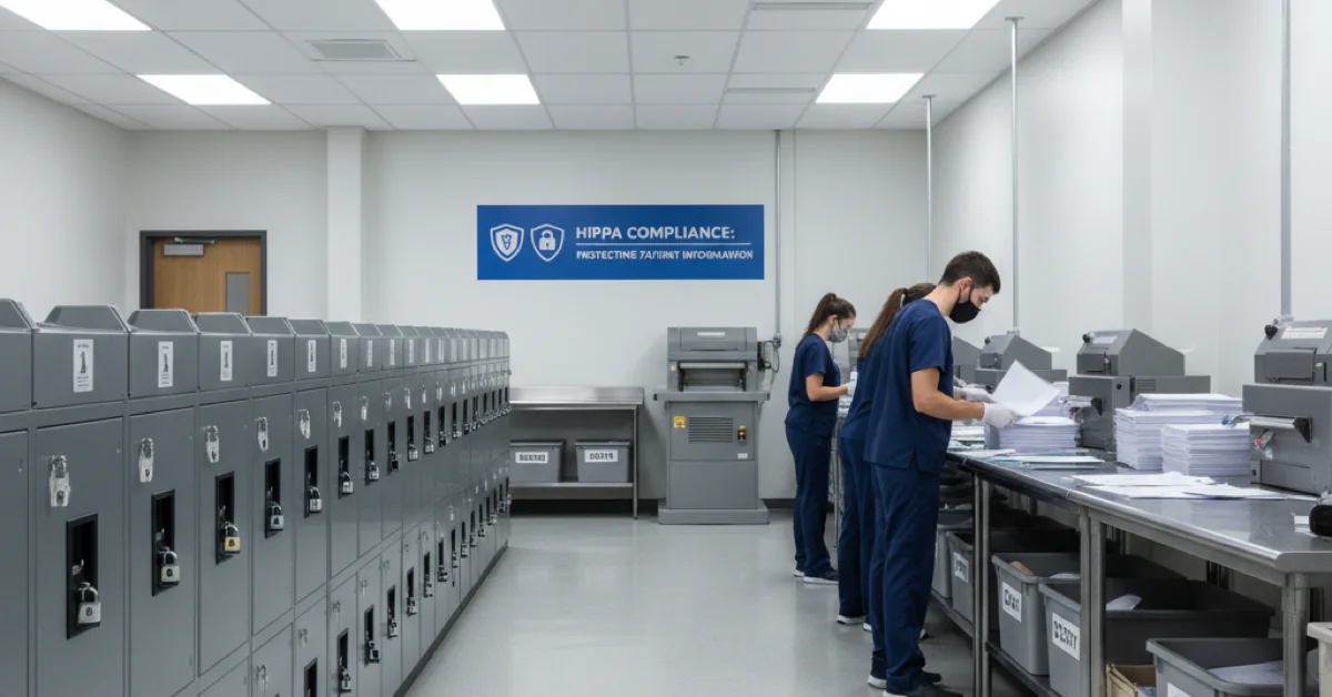 Secure HIPAA-compliant printing services facility handling protected documents in PA